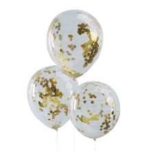 5 Balloons - Confetti - Gold