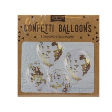 5 Balloons - Confetti - Gold