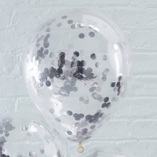 5 Balloons - Confetti - Silver