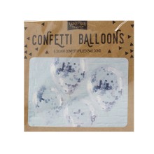 5 Balloons - Confetti - Silver