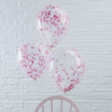 5 Balloons - Confetti - Pink