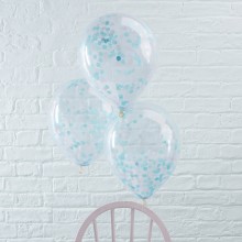 5 Balloons - Confetti - Blue