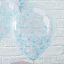 5 Balloons - Confetti - Blue