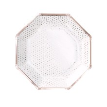 8 Paper Plates - - Spotty - Rose Gold