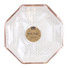 8 Paper Plates - - Spotty - Rose Gold