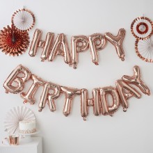 1 Balloon Bunting - Happy birthday - Rose Gold