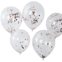 5 Balloons - 12" Confetti - Rose Gold