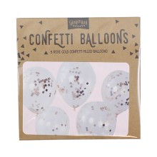 5 Balloons - 12" Confetti - Rose Gold