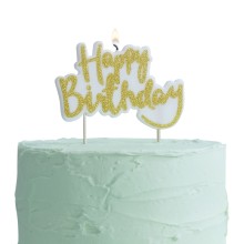 1 Candle - Happy Birthday - Gold