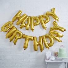 1 Bunting - Balloon - Happy Birthday - Gold