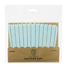 6 Popcornboxen - Hellblau mit goldenen Stripes