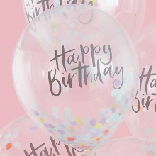 5 Balloons - Confetti - Happy Birthday