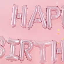 1 Balloon Bunting - Happy Birthday - Pink