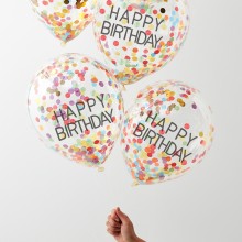 5 Balloons - Confetti Balloon - Happy Birthday