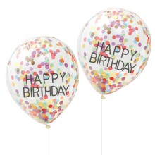 5 Balloons - Confetti Balloon - Happy Birthday