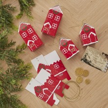 1 Advent Calendar - Red Houses - Gold Foiled - 25 pieces