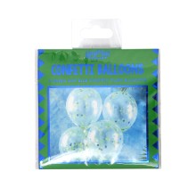 5 Balloons - Blue and Green Confetti Balloons -