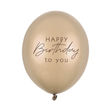 6 Motivballons - Ø 30 cm - Happy Birthday to you - Metallic Cold Gold