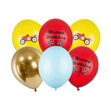 6 Motivballons - Ø 30cm - SET - 1st Birthday Racing