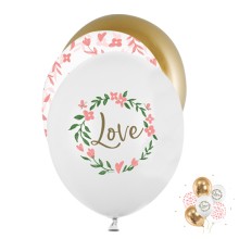 6 Motivballons - Ø 30cm - Love Flowers