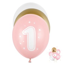 6 Motivballons - Ø 30cm - SET - One Year Girl