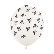 6 Motivballons - Ø 30 cm - Schleifen - Pastell Off-White