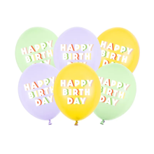6 Motivballons - Ø 30 cm - Happy Birthday - Mix