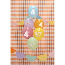 6 Motivballons - Ø 30 cm - Happy Birthday 4 - Mix