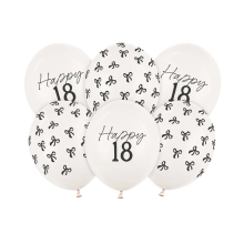 6 Motivballons - Ø 30 cm - Happy Birthday 18 - Pastell Off-White