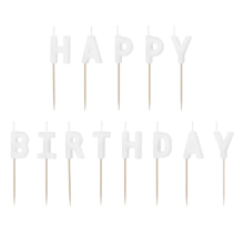 13 Kuchenkerzen - Happy Birthday - Weiß