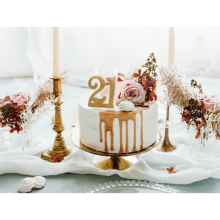 1 Kuchenkerze XL - Zahl 21 - Gold Glittery