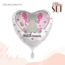 Helium Set - Elefant Willkommen Rosa