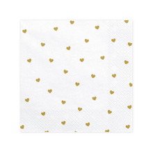 20 Servietten Trend - 33cm - White With Hearts