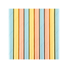 10 Papierstrohhalme - Bunt Pastell