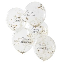 5 Balloons - Merry Xmas and Tree Confetti Balloons