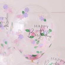 5 Balloons - Confetti - Happy Birthday