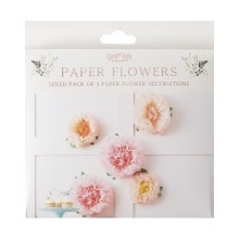 6 Tissue Paper Flower Pom Poms