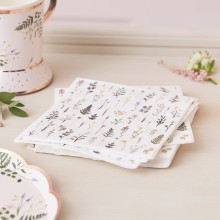 16 Paper Napkin - Floral Print - Cocktail