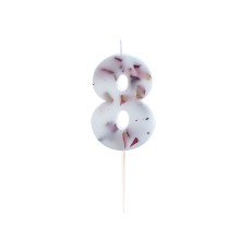 1 Candle - Number 8 - Pressed Petals