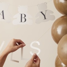 1 Bunting - Customisable Baby Name Bear - Taupe