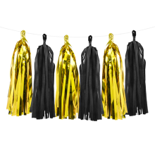 1 Tasselgirlande - 1,5m - Gold & Schwarz