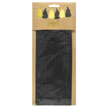 1 Tasselgirlande - 1,5m - Gold & Schwarz