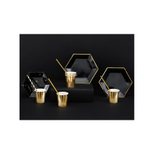 6 Pappteller Trend - Ø 23cm - Schwarz & Gold