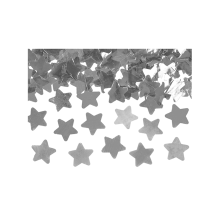 1 Konfettikanone - 40cm - Metallic - Stars - Silber