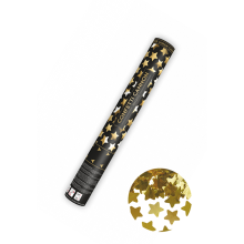 1 Konfettikanone - 40cm - Metallic - Stars - Gold