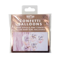 5 Balloons - Confetti Balloons - Baby Girl - Pink