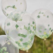 5 Eco Balloon Bundle - Jungle Leaf Confetti Filled Balloons