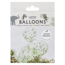 5 Eco Balloon Bundle - Jungle Leaf Confetti Filled Balloons