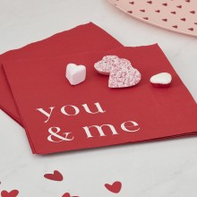 16 Napkin - Red With White Print