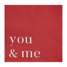 16 Napkin - Red With White Print